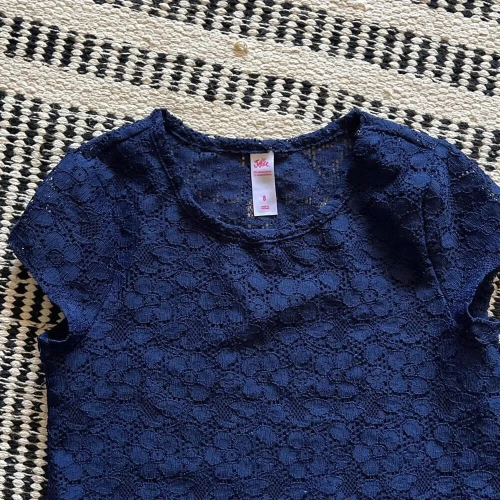 Justice size 8 Blue girls lace blouse